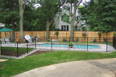 Combination Wood Privacy Fence and Aluminum Pool Fencing - Pennington, NJ