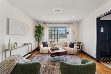 Transitional living room photo in Houston