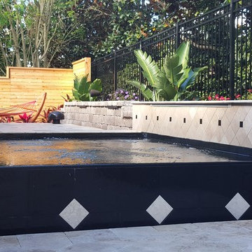 Cedar Wall + Aluminum Swimming Pool Fence