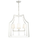 Crystorama - Crystorama Baxter 4-Light Oil Rubbed Bronze Chandelier, Polished Nickel - Both timeless and transitional, the minimalist design makes the Baxter ideal for any space in the home. With a distinctive lucite tail and tapered white silk shade, this fixture is a smart choice for a hallway, bathroom, bedroom, or flanked on both sides of a fireplace.