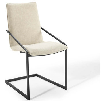 Pitch Upholstered Fabric Dining Armchair Black Beige