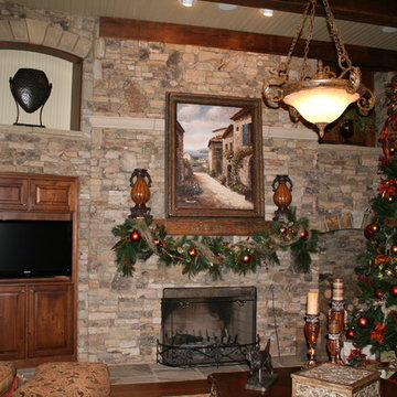 Built In Fireplace Updated with Stone