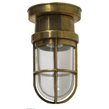 Flush Bulkhead Light, Solid Brass Interior/Exterior Use by Shiplights, Unlacquer