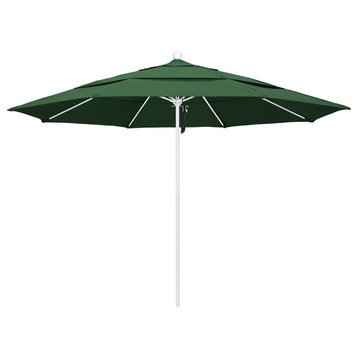 11' Fiberglass Umbrella With White Frame, Hunter Green, 11'