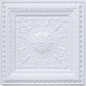 Economy La Scala PVC Faux Tin Ceiling Tile, Pack of 10, Plain White