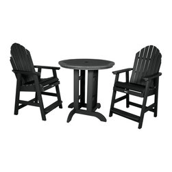 Highwood USA - Hamilton 3-Piece Round Counter-Height Dining Set, Black - Outdoor Pub And Bistro Sets