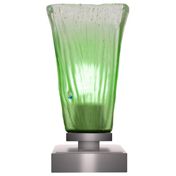 Luna 1-Light Table Lamp, Graphite/Square Kiwi Green Crystal