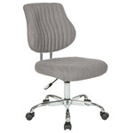 OSP Home Furnishings - Sunnydale Office Chair  With Chrome Base, Fog - Fun fashionable colors and modern silhouette, the Sunnydale office chair delivers warmth and style to your home office. Plush channel tufted seat and back with built in lumbar support is as pretty as it is comfortable. The pneumatic height adjustment and 360� rotation allow for flexibility of use in your work space. Durable chrome base adds a lovely sheen, while you travel easily across your floor on the heavy-duty dual carpet castors. This chair not only brings color and style, but also offers outstanding functionality to make your work day smoother and easier.
