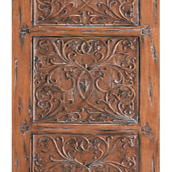 Provence Floral Hand Carved Single Door in Solid Mahogany - Front Doors