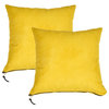 Suede Pillow Shell with Big Zipper, Lemon Curry, 20x20"