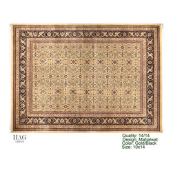 H.A.G. Hand Knotted Carpet 14/14 Quality Gold/Black - Floor Rugs