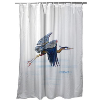 Betsy Drake Eddie's Blue Heron Shower Curtain