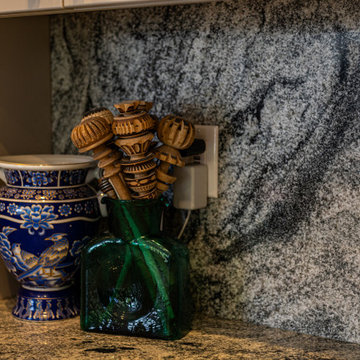 Granite Kitchen Countertops- Waterfall Edges & Full Height Backsplash