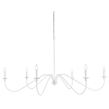 Elegant Lighting LD5056D60 Rohan 6 Light 60"W Taper Candle Style - White