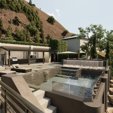 Modern Hillside Backyard Oasis