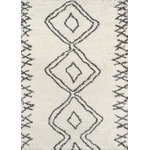 Momeni - Maya Collection Rug, Ivory With Charcoal, 7'10"x9'10" - Shaggy pile, neutral palette, geometric design — the Maya Rug has it all. Inspired by Moroccan berber carpets, the Maya is rooted in traditional ideals but flaunts a contemporary twist. Roll it out next to your bed for a fuzzy greeting in the morning, or in the living room for added softness.