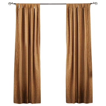 Lined-Taupe Tab Top  Velvet Curtain / Drape / Panel   - 60W x 108L - Piece