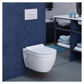Ivy Wall Hung Elongated Toilet Bowl 0.8/1.28 GPF Dual Flush, Glossy White