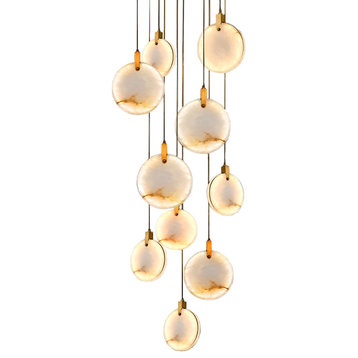 MIRODEMI® Amalfi Marble Ring Chandelier, 3 Lights, Warm Light 3000k, Dimmable
