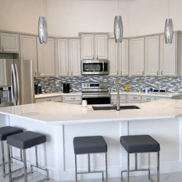 Gray Mosaic Backsplash Kitchen Remodel