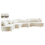 Meridian Furniture - Vivacious Velvet Upholstered 3-Piece Sectional, Cream - Give your sitting area a touch of Hollywood glam with this Vivacious velvet sectional. This boudoir-inspired sectional couch offers ample room for your favorite peeps to hand out and relax. Its soft cream velvet upholstery adds to its elegant demeanor, and it comes with both gold and chrome legs, so you can put a custom spin on your new sectional. Pillows are included for even more bliss-inducing comfort.