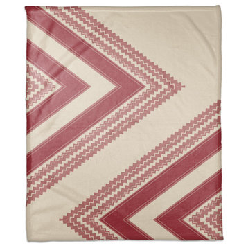 Zig Zag Cream Pink 50x60 Coral Fleece Blanket