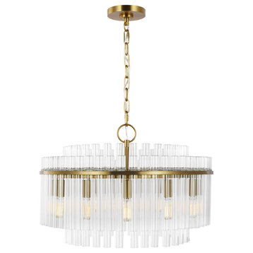 C&M by Chapman & Myers Beckett 12 Light Chandelier in Burnished Brass