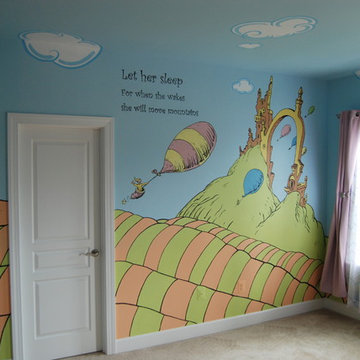 Oh, The Places You'll Go! Dr. Seuss Mural throughout a nursery