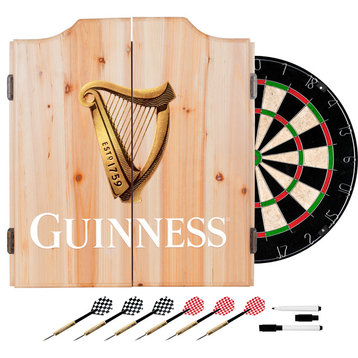 Guinness Dart Cabinet Set With Darts and Board, Harp