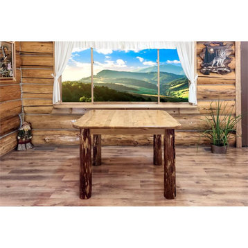 Montana Woodworks Glacier Country Square 4 Post Wood Dining Table in Brown