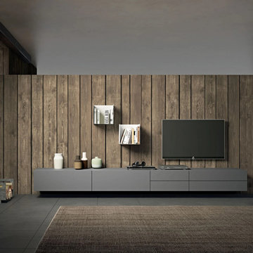 Nordic contemporary grey wall TV media unit by Morassutti