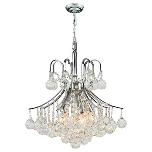 SALE US BRAND French Empire 9 Light Chrome Finish Crystal Chandelier D19" x H23" 