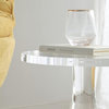Modern End Table, Clear Acrylic Pedestal Base & Round Top, Small, Triangle Base