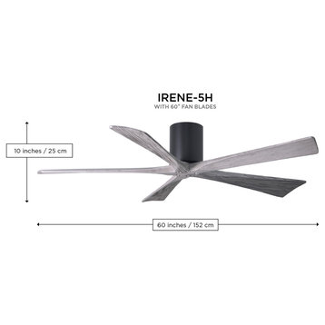 IreneH 5-Blade Hugger Paddle Fan With Walnut Tone Blades, Brushed Nickel, 60"