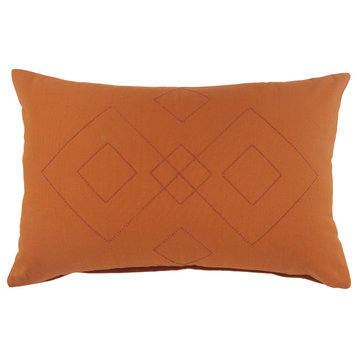 Minimal Embroidered Amber Throw Pillow, 16" X 24"