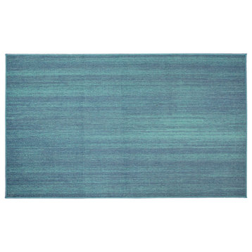 My Magic Carpet Solid Blue Machine Washable Rug, 3' X 5'