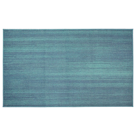 My Magic Carpet Solid Blue Machine Washable Rug, 3' X 5'