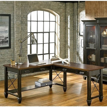Martin Furniture Hartford Wood 60" L-Shaped Desk in Brown