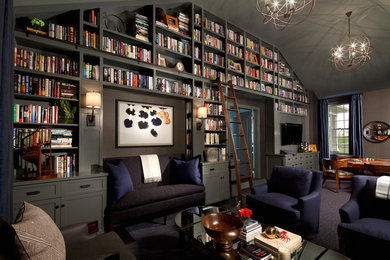 Example of a transitional living room design in Baltimore