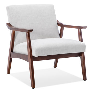 Belleze Accent Chair Living Room Upholstered Armchair, Light Gray