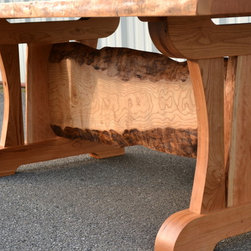Live Edge Cherry Dining Table with Live Edge Trestle - Products