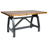 INK+IVY Industrial Rectangle Gathering Dining Table Adjustable Height, Amber