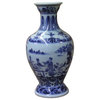 Chinese Blue White Porcelain Precise House Yard Scenery Vase Hws760