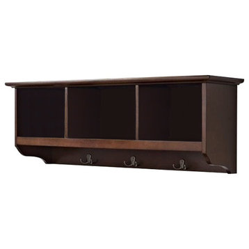 Bowery Hill Wood 3 Large Cubbies Storage Shelf in Mahagony Brown