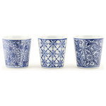 Danny's Fine Porcelain - Set Of Mini Cup - set of 3 Mini Cup blue and white different design 3LX3WX3H