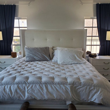 Coastal Master Suite Custom Window Treatments