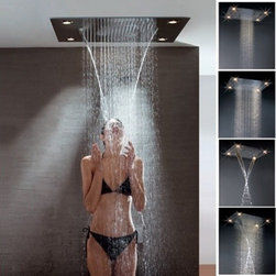 Trialo Solid Brass Recessed Color Changing Water Powered Led Shower - Showerheads And Body Sprays
