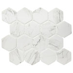 Emser Tile - Echo Calacata 10"x12" Glass Mosaic Tile, Set of 14 - Echo portrays a dynamic union of shape,pattern,and sustainability. Hexagon and herringbone mosaic tilesarecrafted entirely of recycled white, gray, and brown glass.Finished with high-definition inkjets of wood grain and Calacattamarble patterns, the glass mosaic series is ideal for kitchen and bath surfaces.