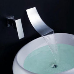Waterfall Widespread Contemporary Bathroom Sink tap(Chrome Finish)T6015 - Bathroom Sink Faucets