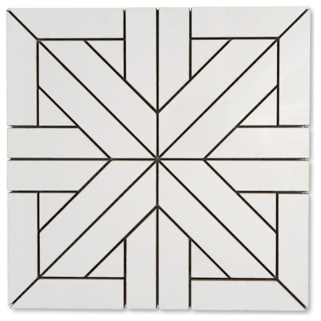 Parque 12"X12" Porcelain Snow White Wall & Floor Mosaic Tile